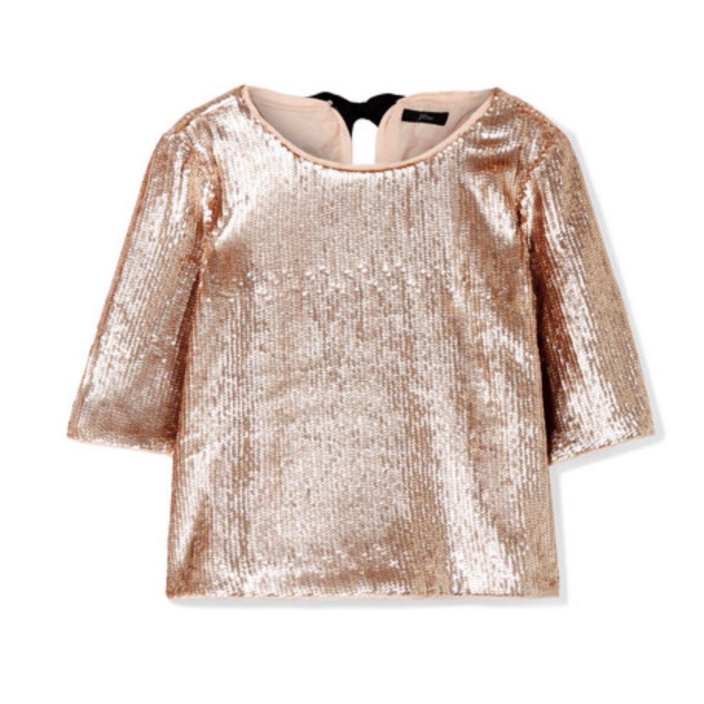 J Crew - Bianca grosgrain-trimmed sequin crepe top